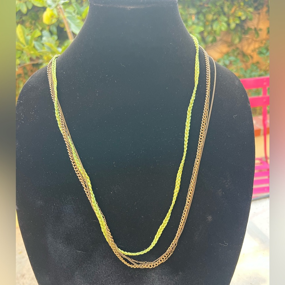 Johnny Was Brass and Green Necklace Elegant Layered Design